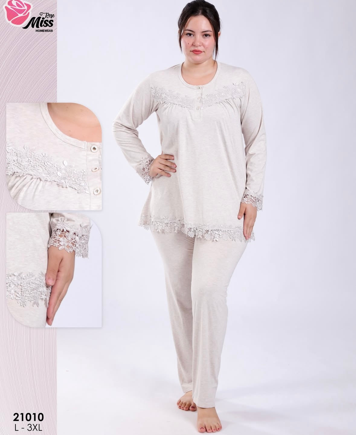 Pyjama manche longue grand taille