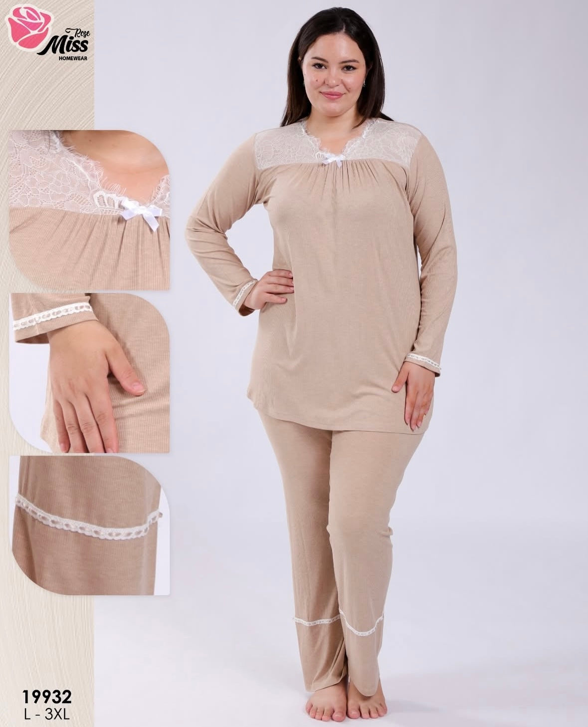 Pyjama manche longue grand taille