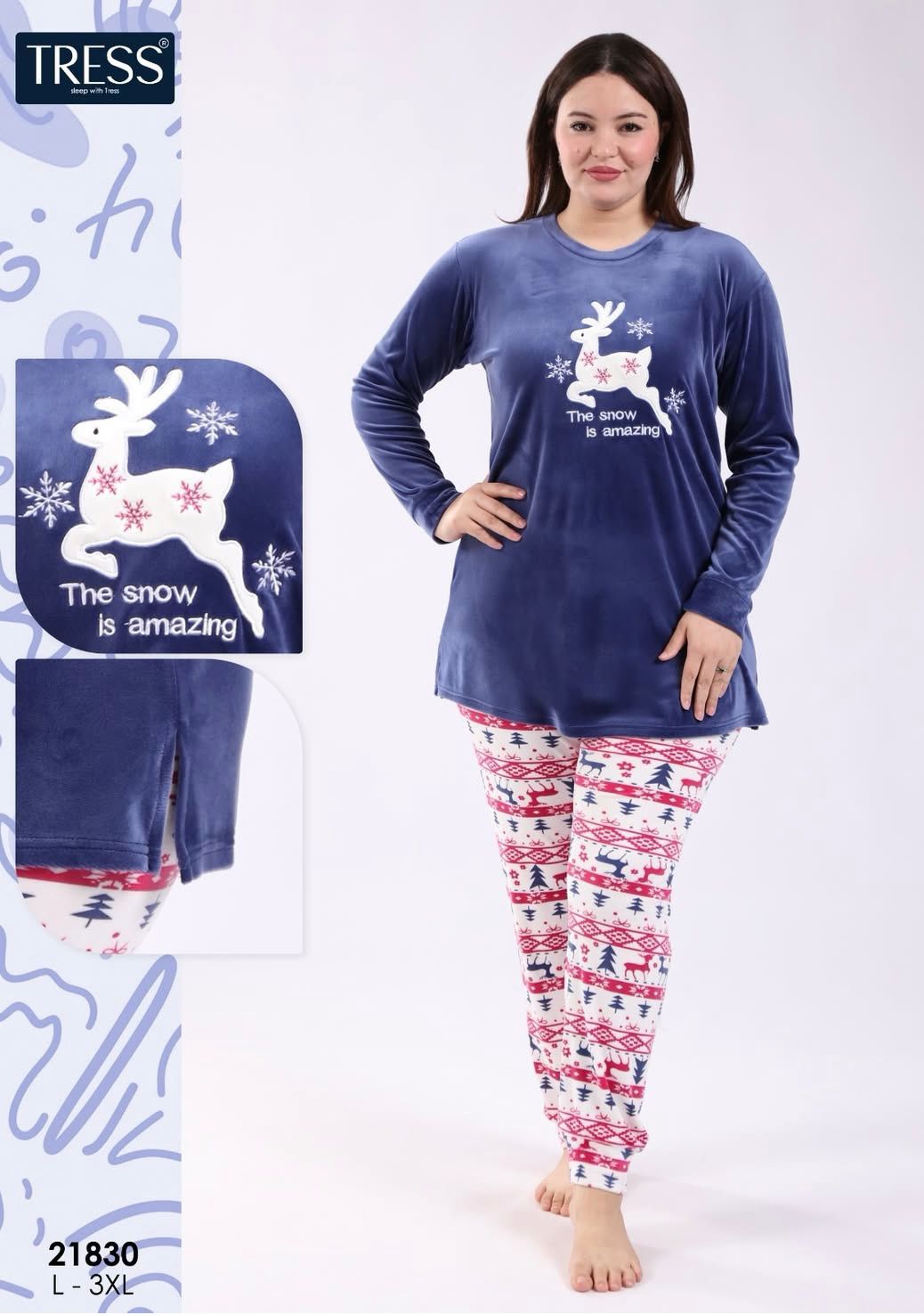 Pyjama manche longue grand taille